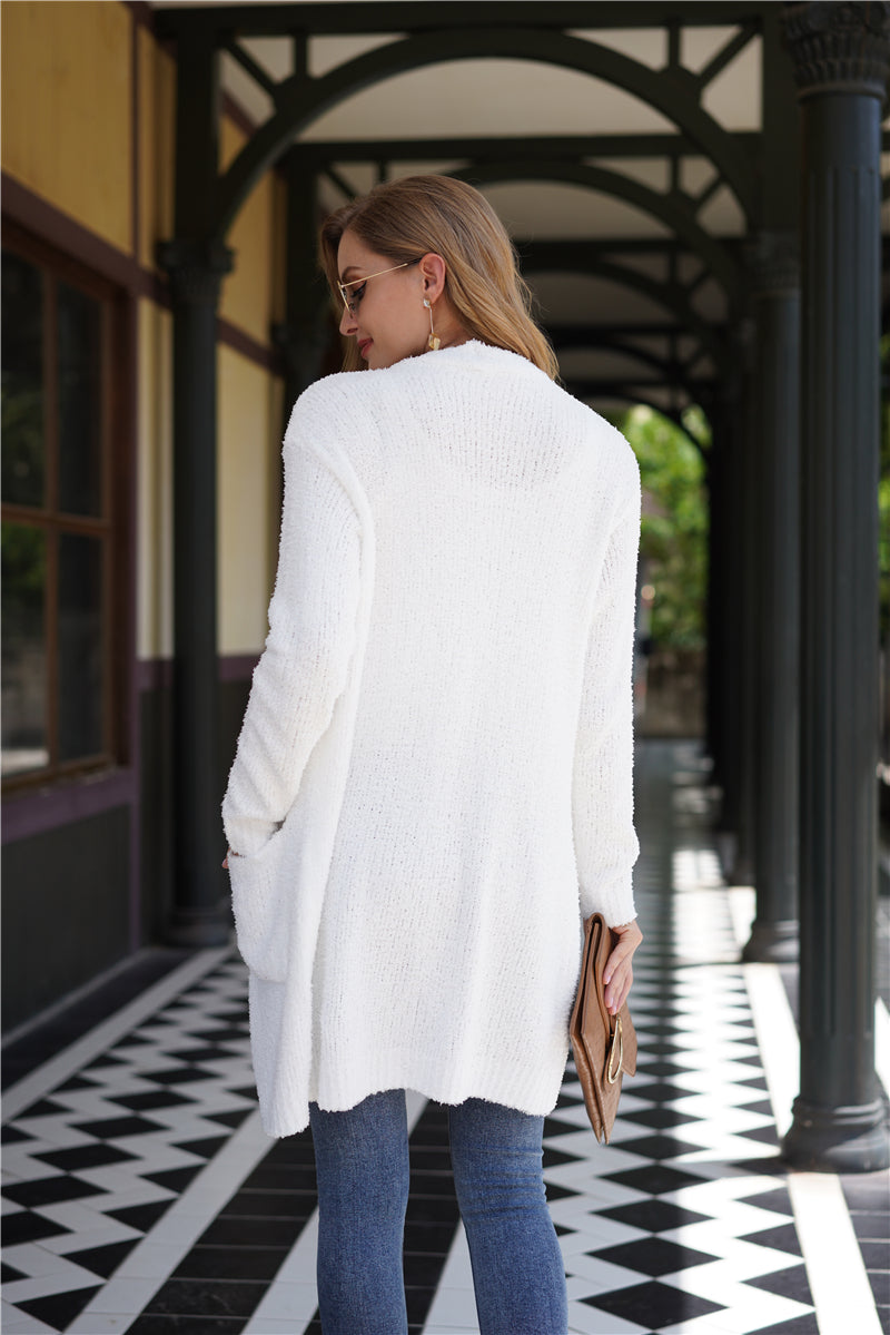 Fuzzy Button Down Cardigan with Pockets
