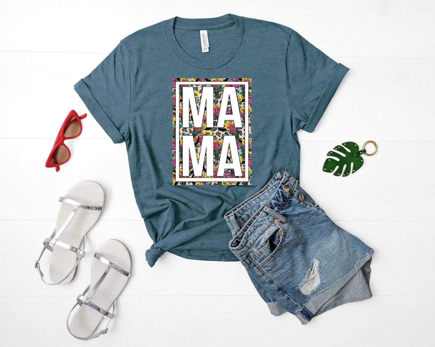 Floral Leopard Mama Graphic Tee