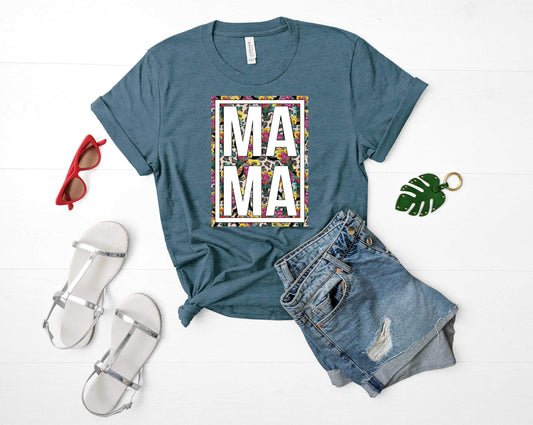 Floral Leopard Mama Graphic Tee