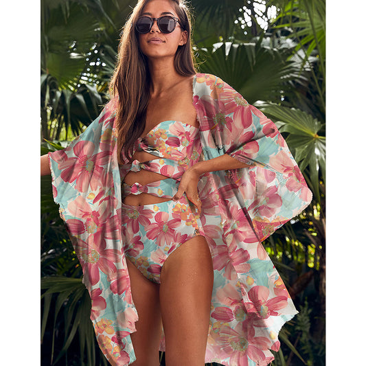 Leaves Print Swimsuit Beach Cover Up