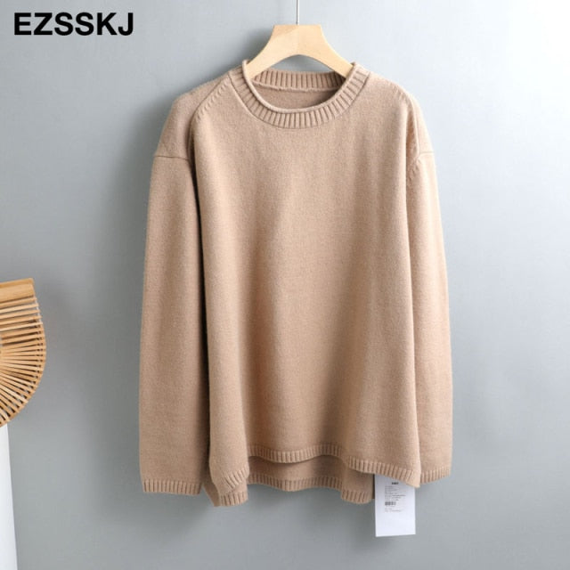 Autumn Winter splitside oversize thick Sweater pullovers Women 2021 loose cashmere turtleneck big size Sweater Pullover female