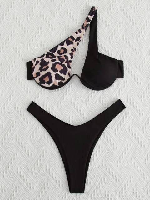 Cut Out Underwire One Shoulder Bikini Set