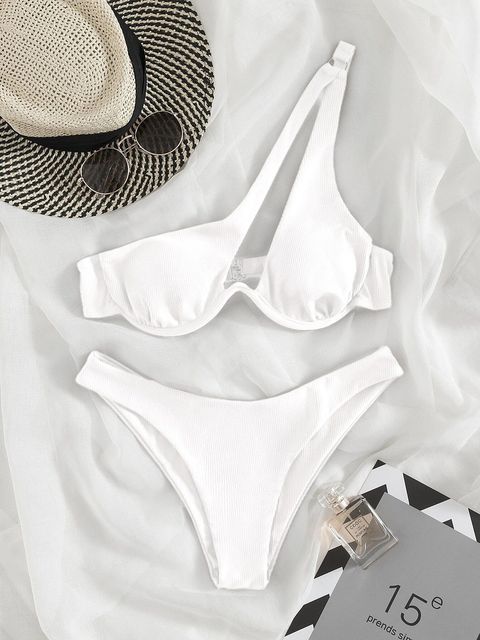 Cut Out Underwire One Shoulder Bikini Set