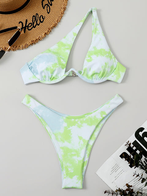 Cut Out Underwire One Shoulder Bikini Set