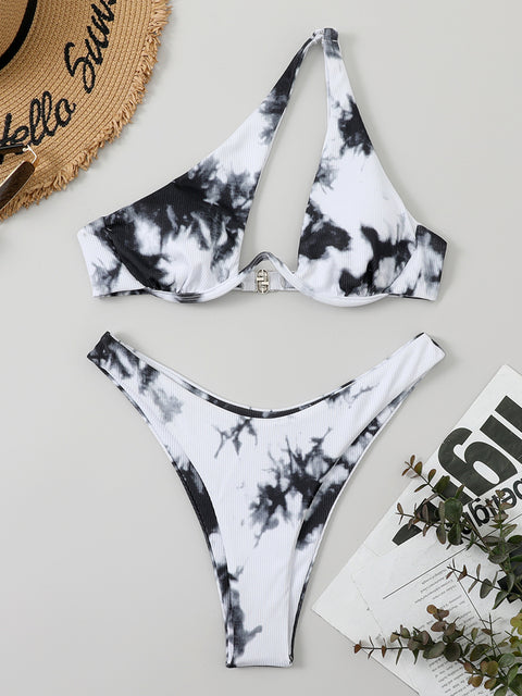 Cut Out Underwire One Shoulder Bikini Set