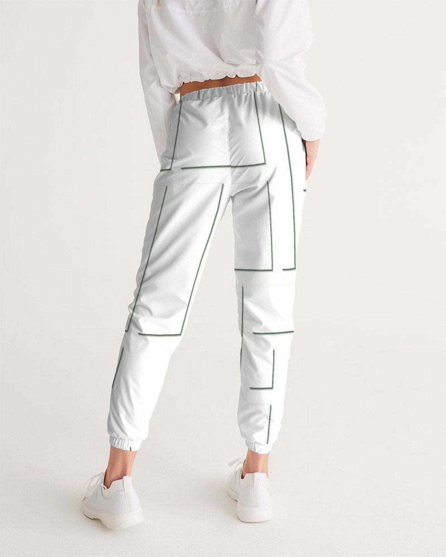 Womens Athletics, White And Gray Line Style Track Pants